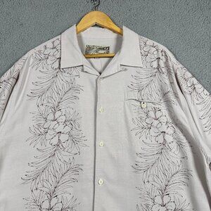 VTG Honolua Surf Co Hawaiian Shirt Men Size XL Beige Summer Floral Beach Cuban